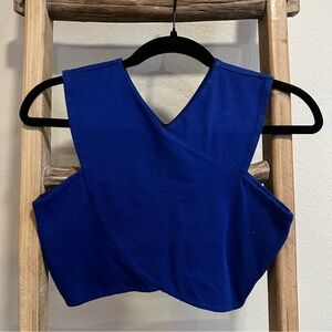 Emma & Sam Royal Blue Cross-Front Crop Top